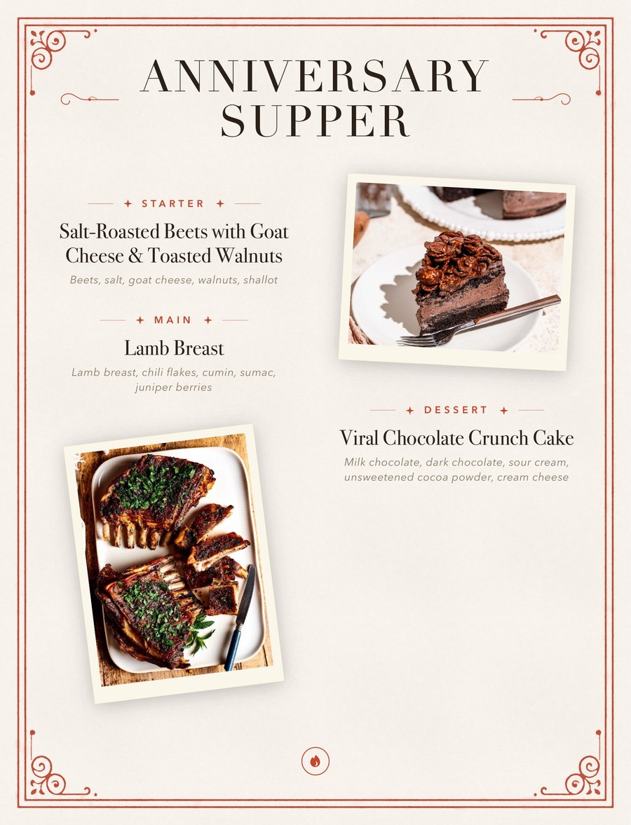 The Supper Club menu style