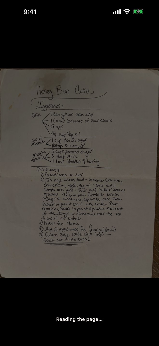 Reading the page: the handwritten card, dimmed, with the scan line sweeping down it